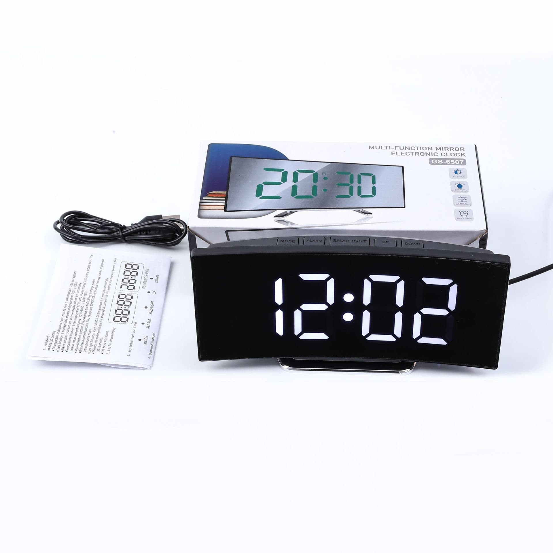 Factory Supply Electronic Alarm Clock Sound Control Small Alarm Clock Plug-in Digital Student Temperature Clock Dual Use Cross-border