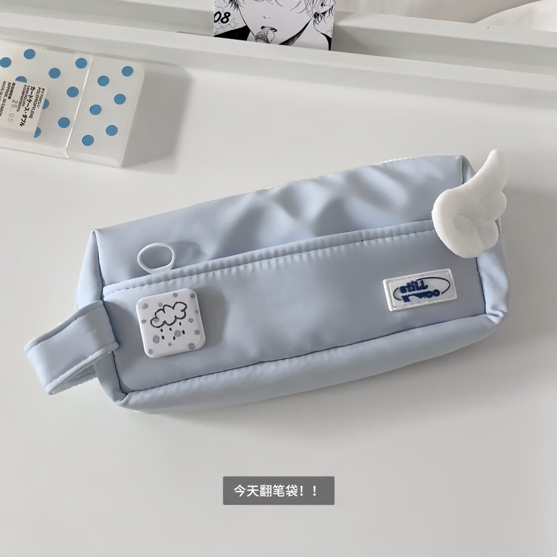 2026 Super Fire Sea Salt Blue Pencil Bag, High-Looking Ins Style Girl, Elementary School Student, Large Capacity Portable Stationery Storage