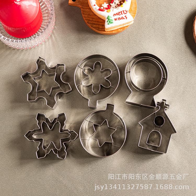 New Christmas Stainless Steel Cookie Cutter, Fontaine Jam Hollow Cake Mold, Cookie Filling and Fruit Cutting Mold