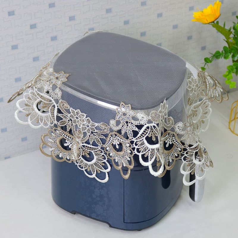 Fabric Lace Air Fryer Rice Cooker Microwave Dust Cover, European-style Square Tea Tray Tea Set Dust Cover Cloth