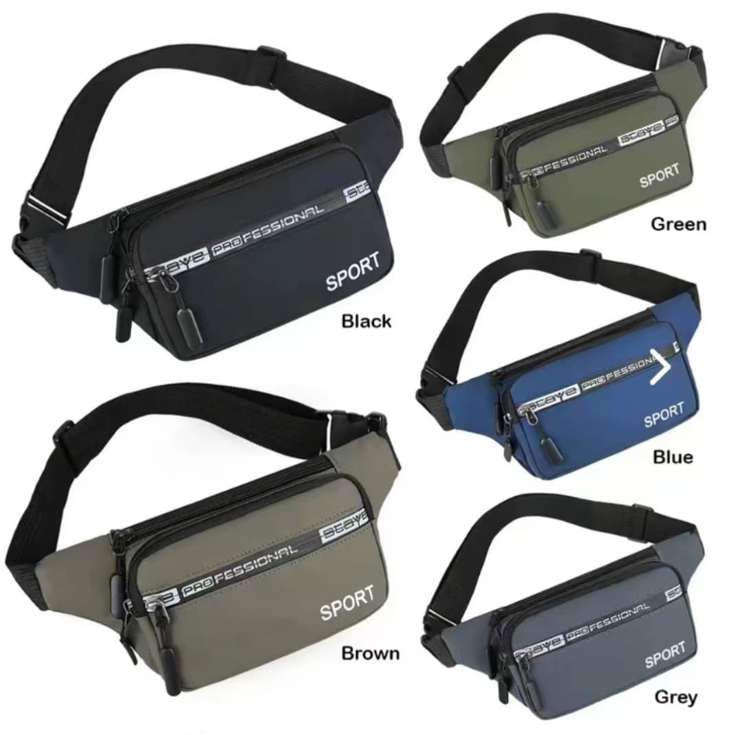 New men's waist bag, casual sports outdoor running phone bag, stylish water-resistant construction site work waist bag.