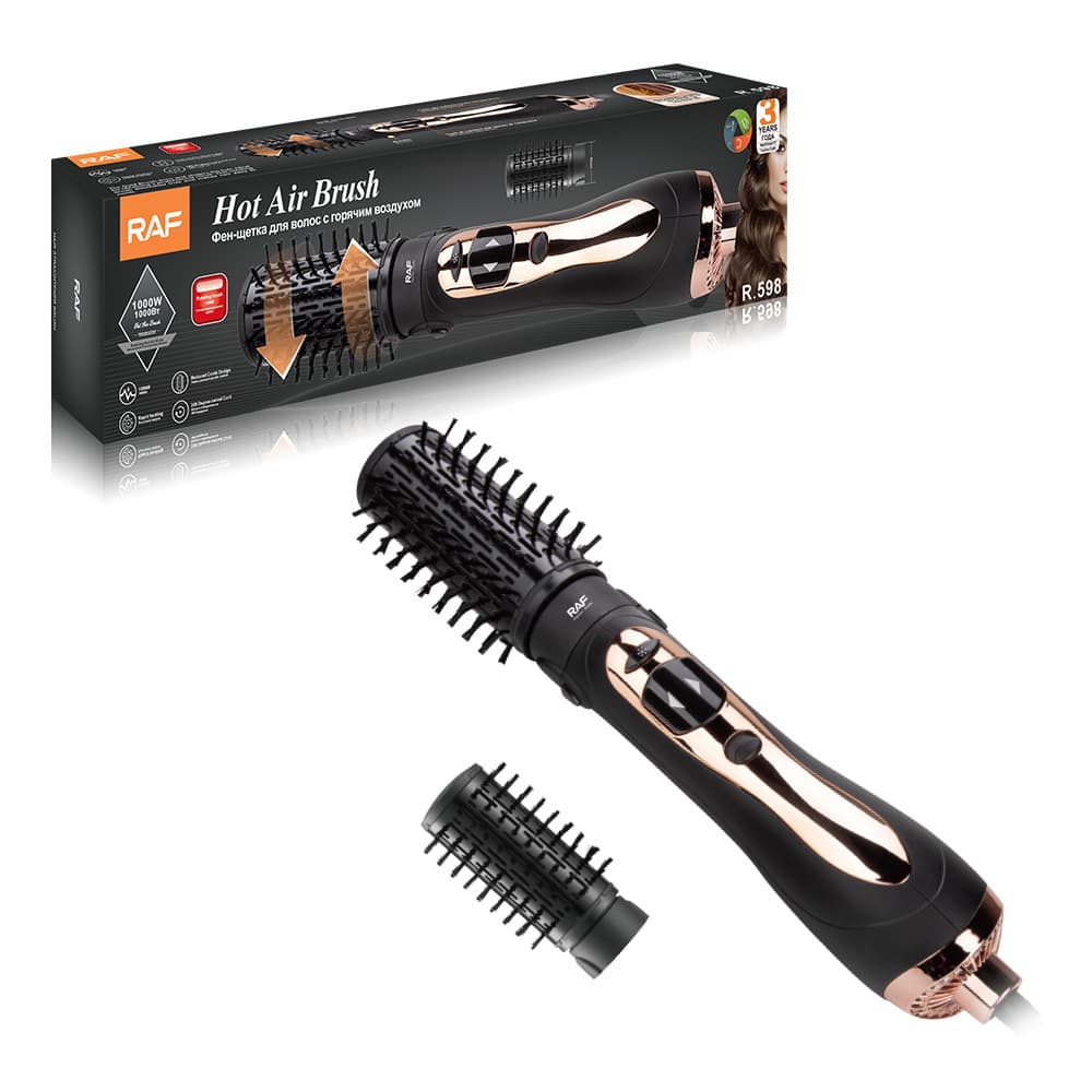 EU Plug 2-in-1 Hot Air Brush Automatic Curling Iron Electric Hair Dryer Curl and Straighten Hair Styling Tool