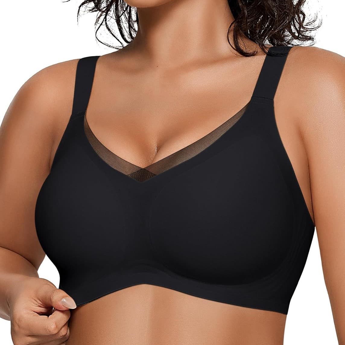 OEAK Women's Wireless Bras V Mesh Comfortable Bralette Support