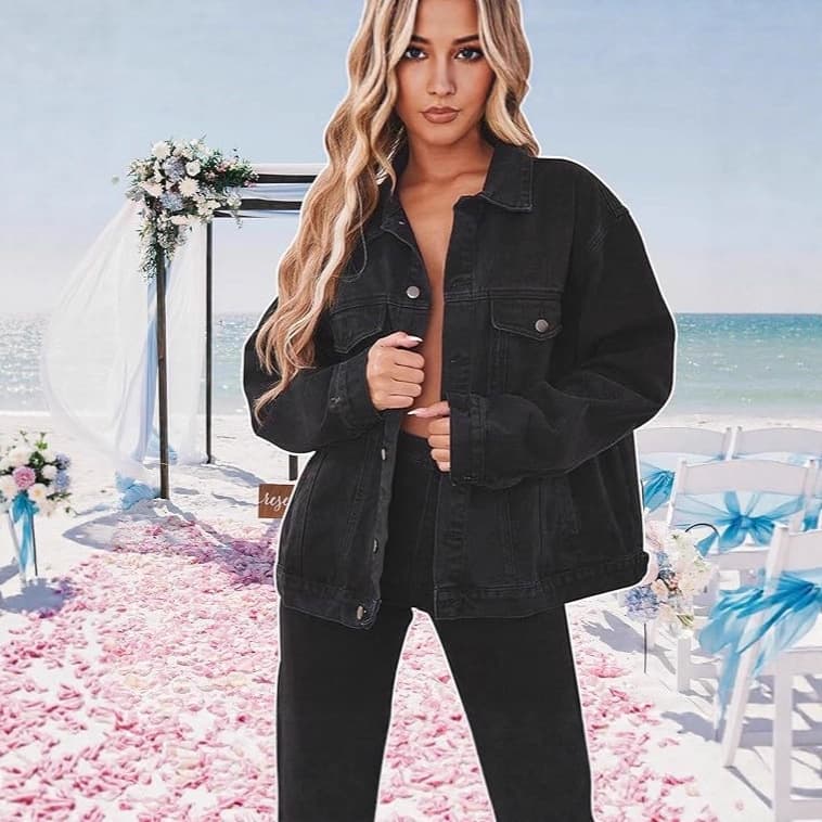 Cross-border European and American women's fashion new arrival Amazon AliExpress denim jacket women loose fit long sleeve jean coat