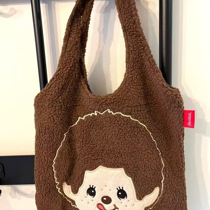 In Stock Japanese Magazine Plush Handbag & Crossbody Bag, Big Ear Fluffy Bag, Simple Large Capacity Travel Shopping Bag