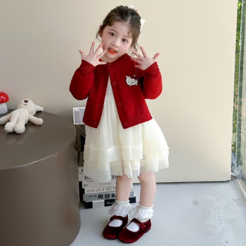 Girls early autumn gauze skirt suit 2025 new baby girl fashionable sweater gauze skirt two-piece set little girl spring and autumn style
