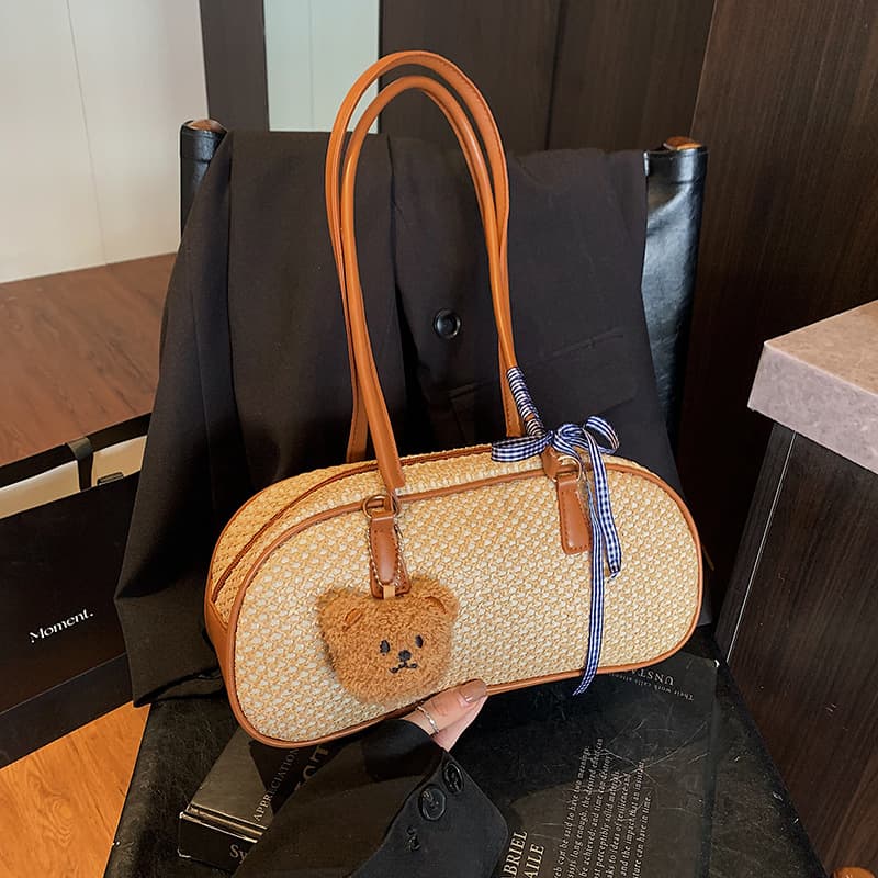 Large Capacity Handwoven Bag for Women 2025 New Straw Bag Beach Vacation Shoulder Bag Commute Tote Bag