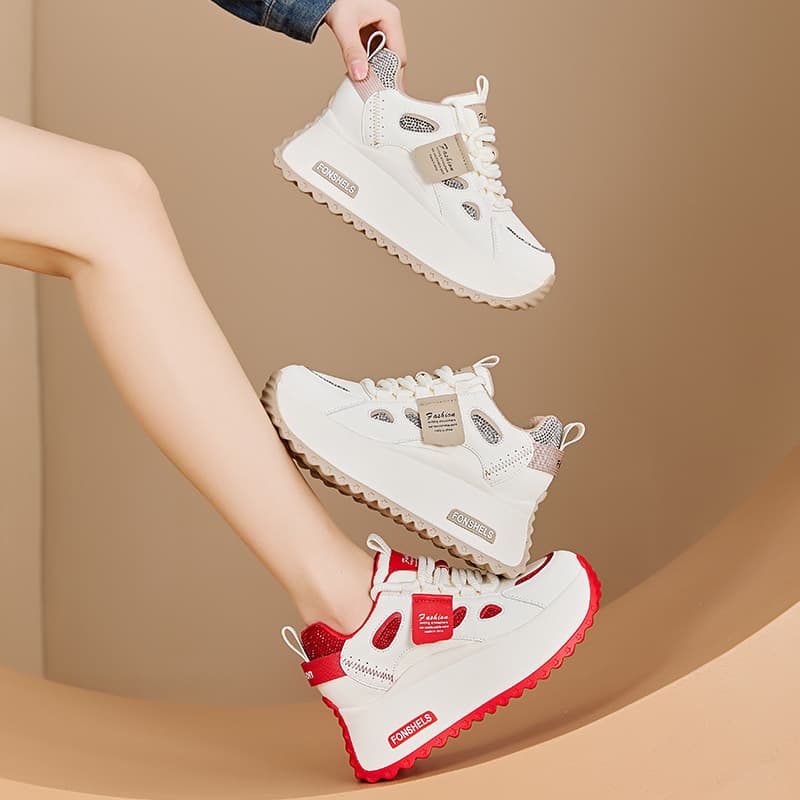 New ready-made high-top white shoes for women 2026 spring thick-soled heightening versatile sports shoes fashionable sports shoes for women