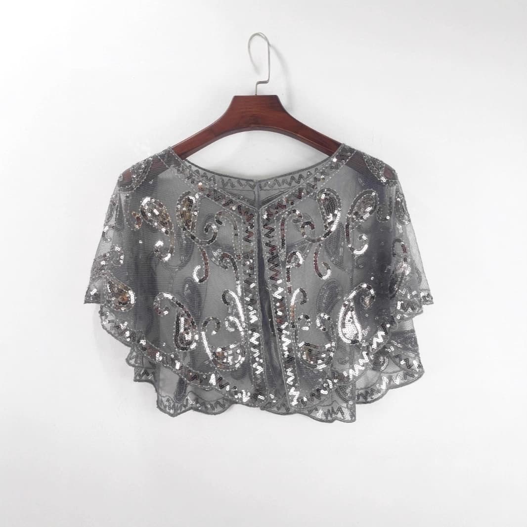 Sequin Shawl Women Plus Size Summer Mesh Embroidered Beaded Pullover Short Cardigan Sun Protection Cross-Border Trade Cape