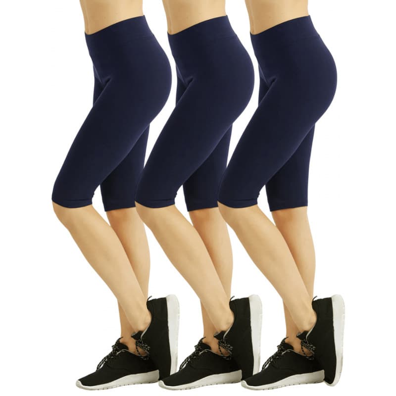2026 New Cross-border Drop Shipping 3-Piece Women's Knee-High High-Waist Pure Cotton Motorcycle Shorts