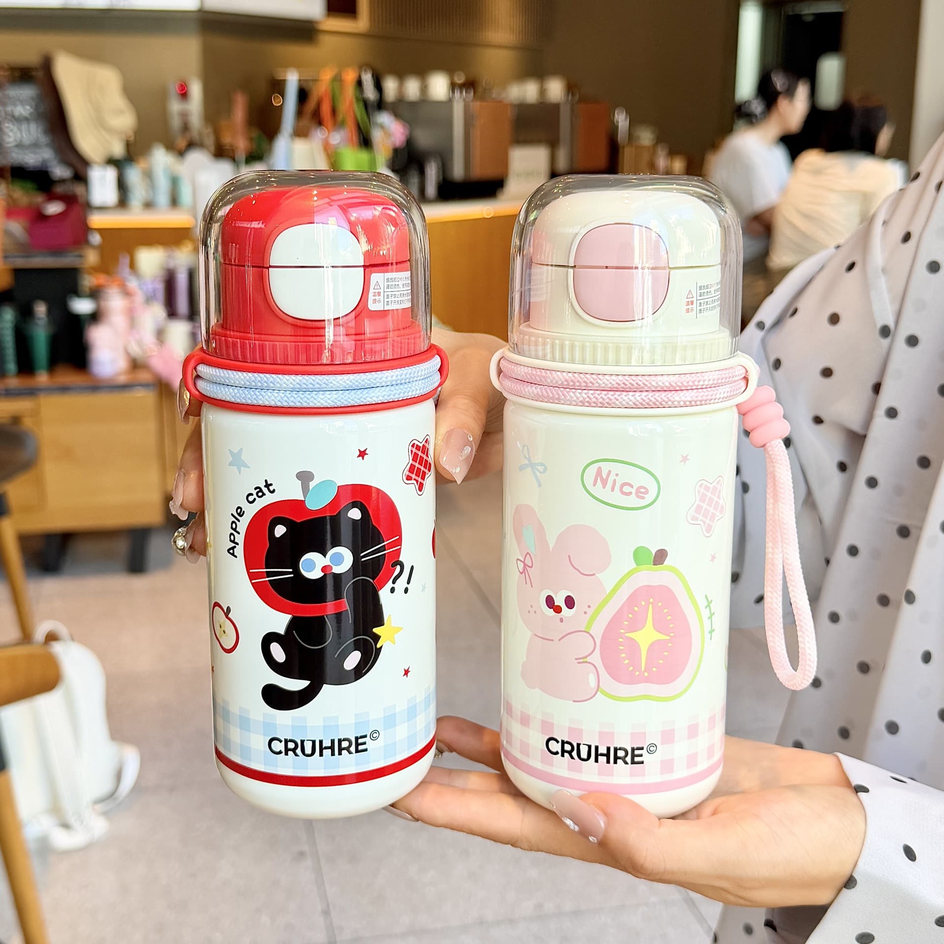 Children's thermos cup 316 stainless steel one cup double lid special drinking cup for school 316 stainless steel cute straw cup