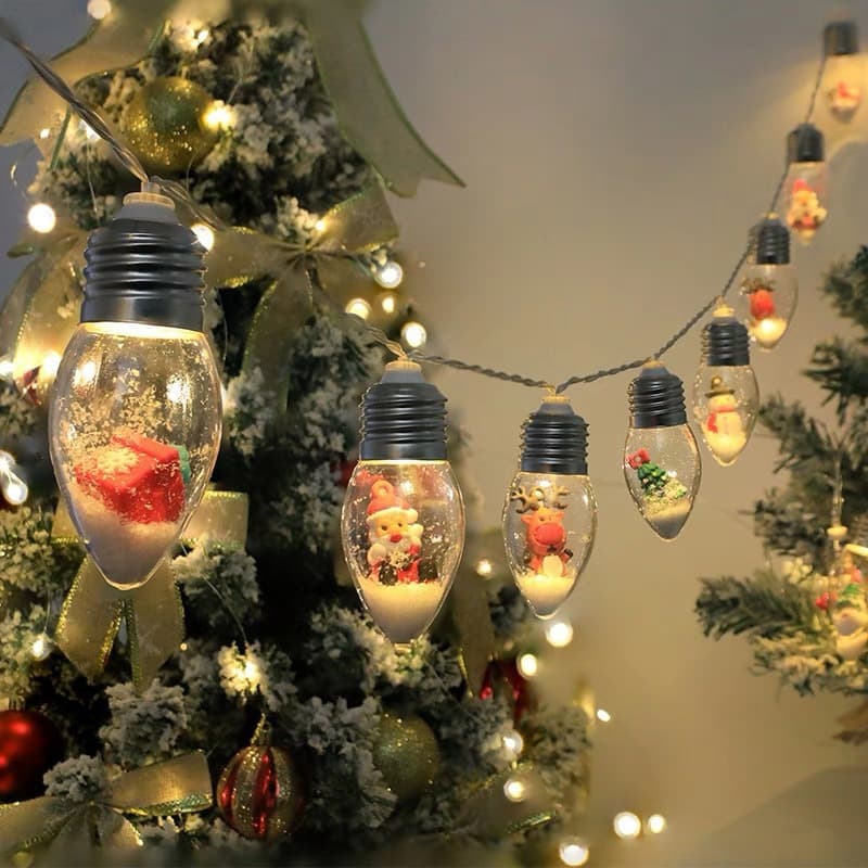 Cross-border Christmas LED String Lights, Indoor Christmas Tree Ball Bulb Lights, Santa Claus Ambiance Decoration, Wishing Bottle String Lights
