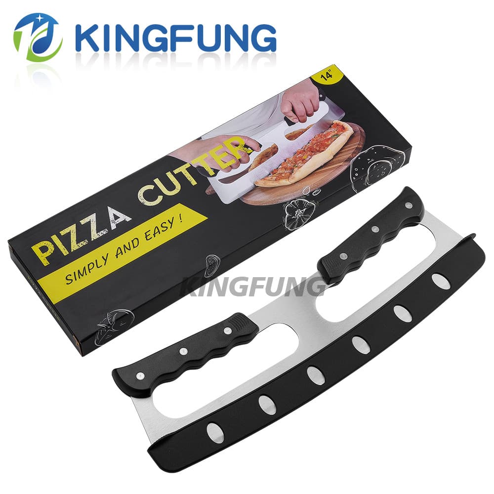 Stainless Steel Pizza Cutter Nougat Cake Hand-Cranked Knife Baking Tool with Protective Cover Wheel Knife for Cutting Biscuits