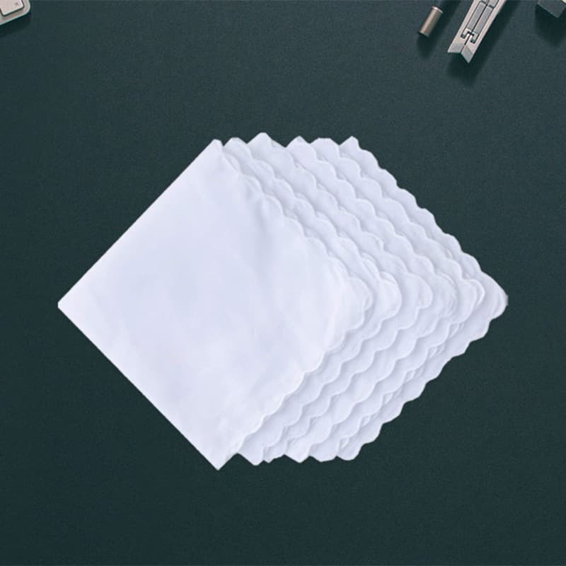Pure cotton white handkerchiefs, pure white square scarves, handmade, hand-painted, tie-dyed, handmade, ivory-edged, embroidered, factory wholesale.