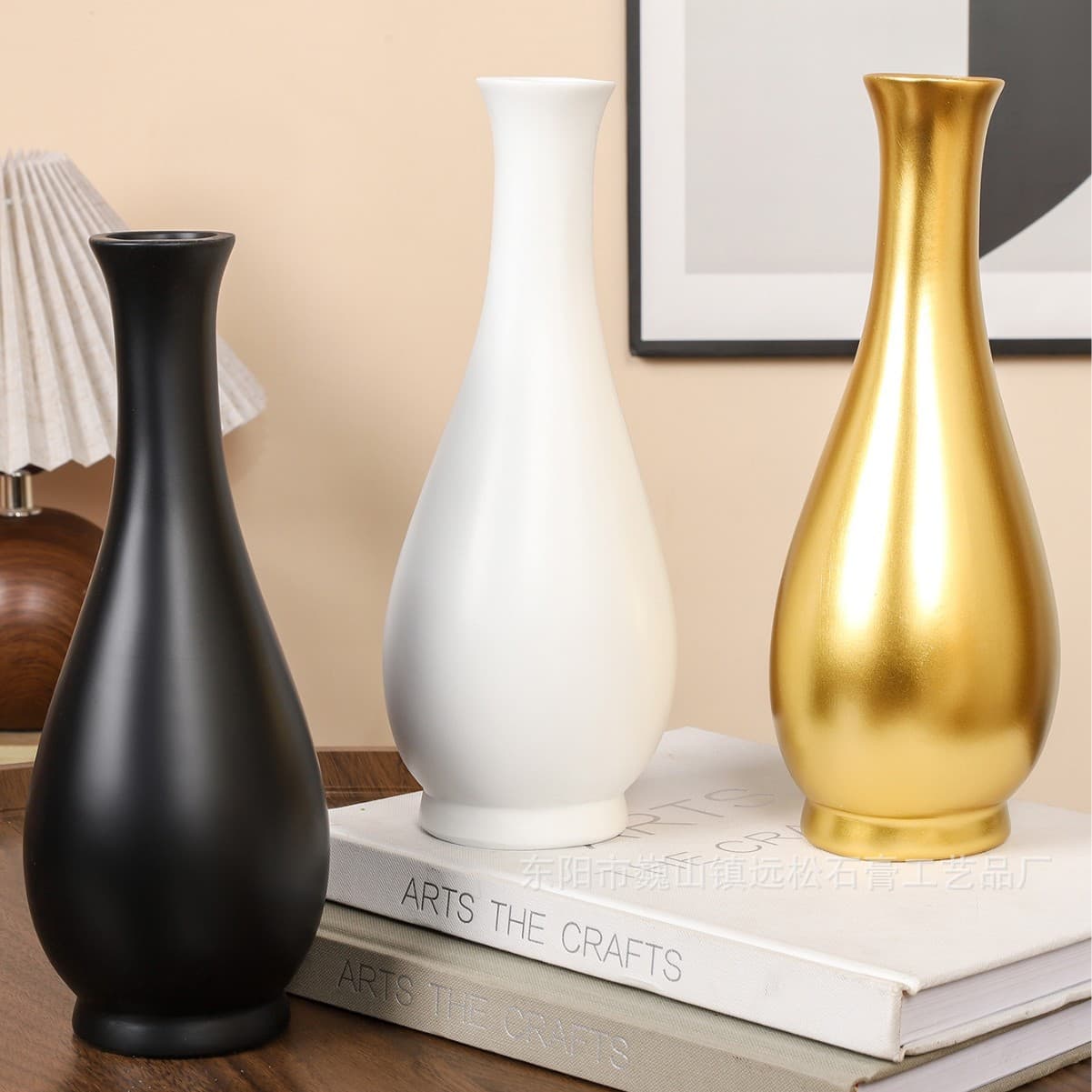 Creative Minimalist Monochrome Resin Vase Set for Living Room Decoration, Nordic Dried Flower Vase, Versatile Home Decor