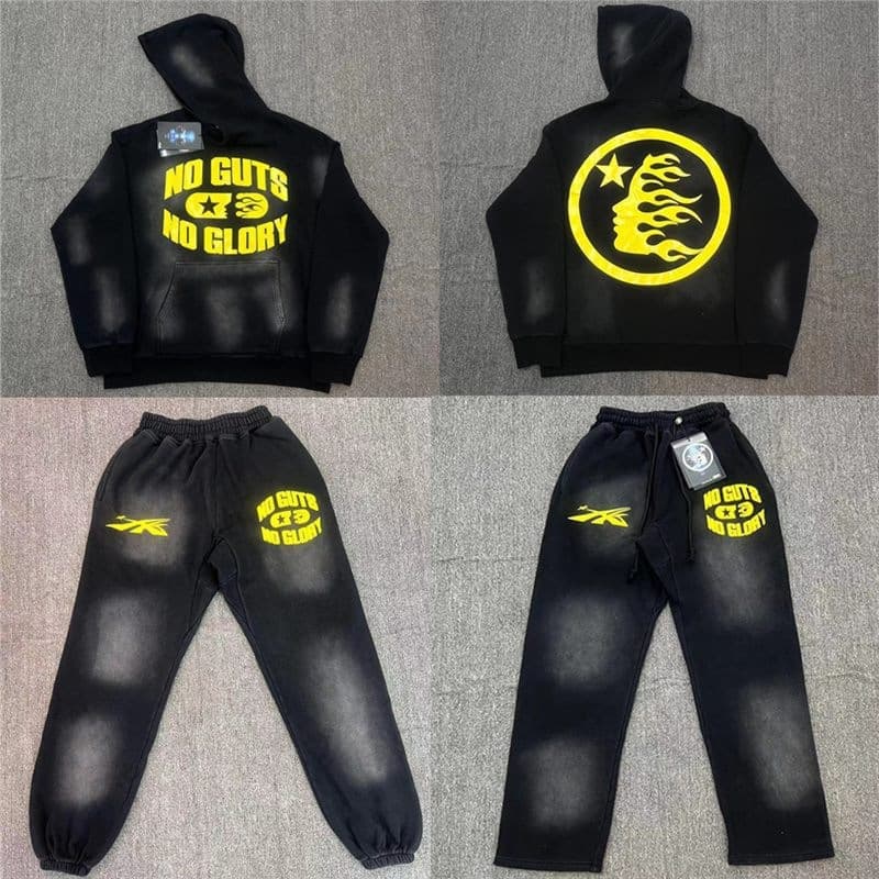 European and American cross-border American style distressed washed print Hellstar Studios sweatshirts and sweatpants for men and women trendy brand