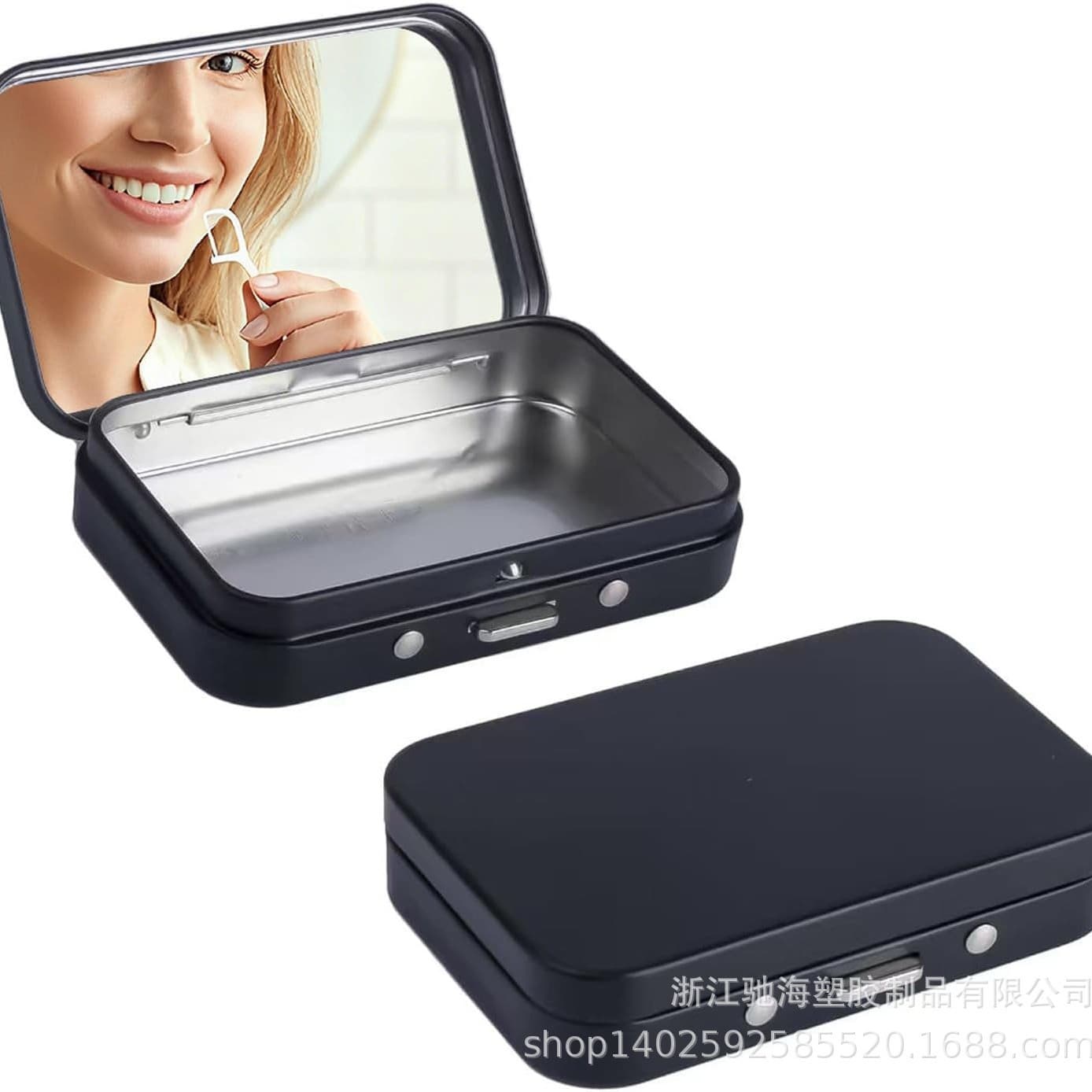 Travel Portable Mirror Data Cable Toothpick Nail Art Storage Box with Mirror, Multifunctional Mini Carry Case