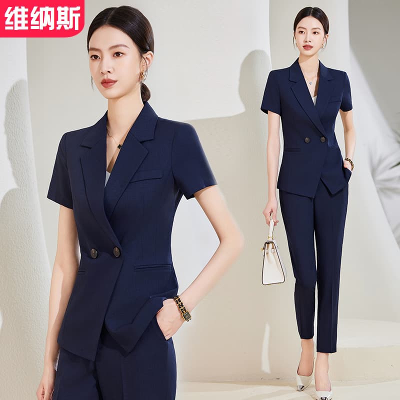 Wholesale Summer Slim Suit Women's Business Wear Casual Korean Style Gray Suit Jacket Formal Work Wear