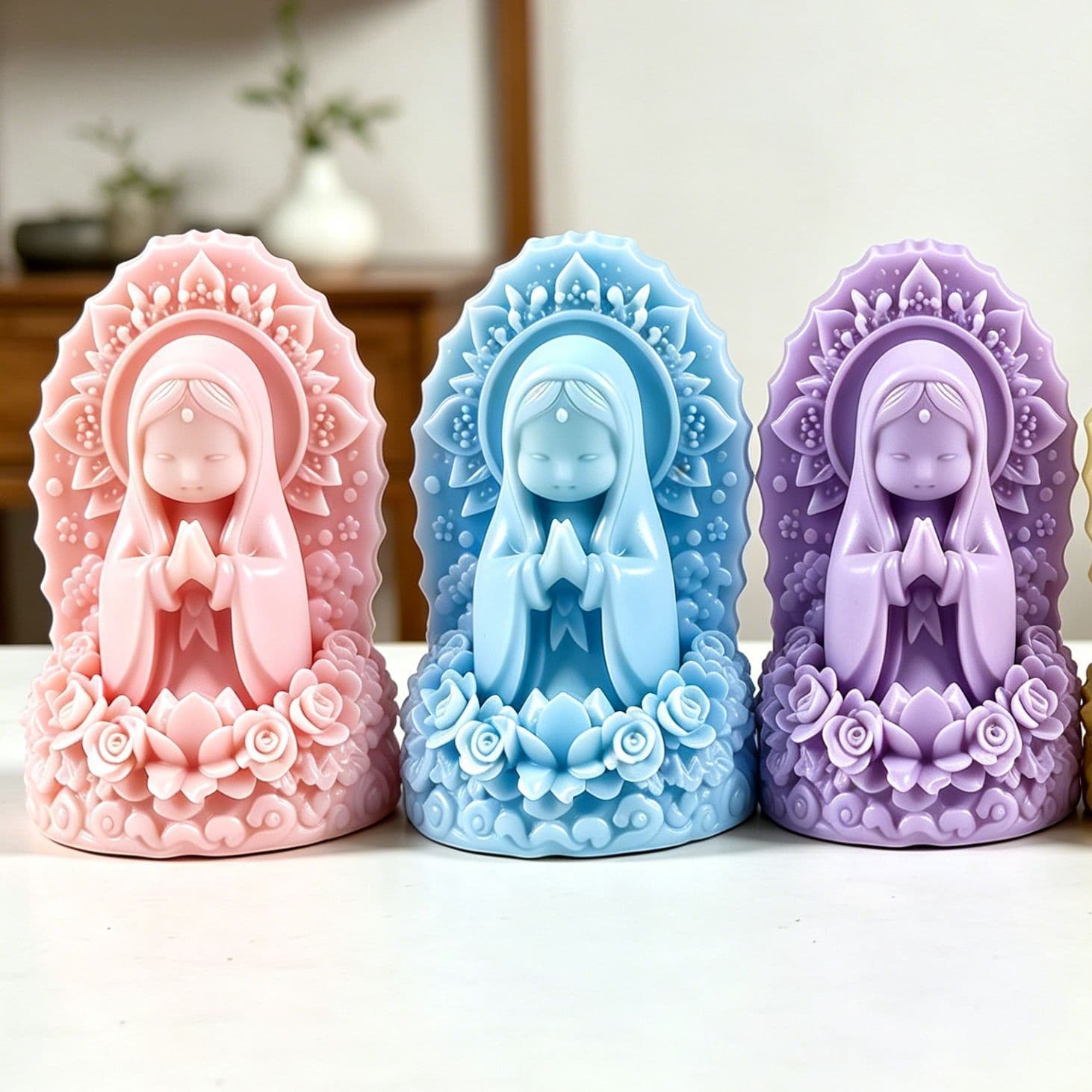 Cross-border Q-version 3D praying girl scented candle, creative photo prop desktop ornament holiday gift candle