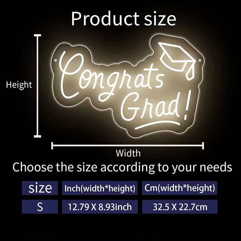 Graduation Congratulations USB-Powered LED Neon Wall Decor, Compatible with USB Ports, Graduation Ceremony Decoration USB-Powered