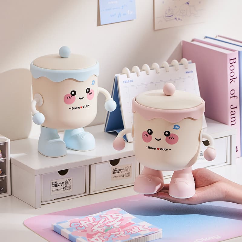 Creative Cute Desktop Trash Can Mini Small Debris Storage Tube Student Dorm Office Covered Wastebasket