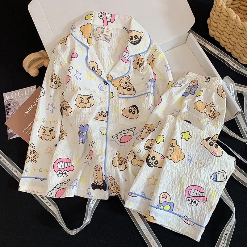 Spring/Autumn Children's Pajamas Long Sleeve Loose Cartoon Homewear Set for Middle and Older Girls Cloud Cotton Princess Style