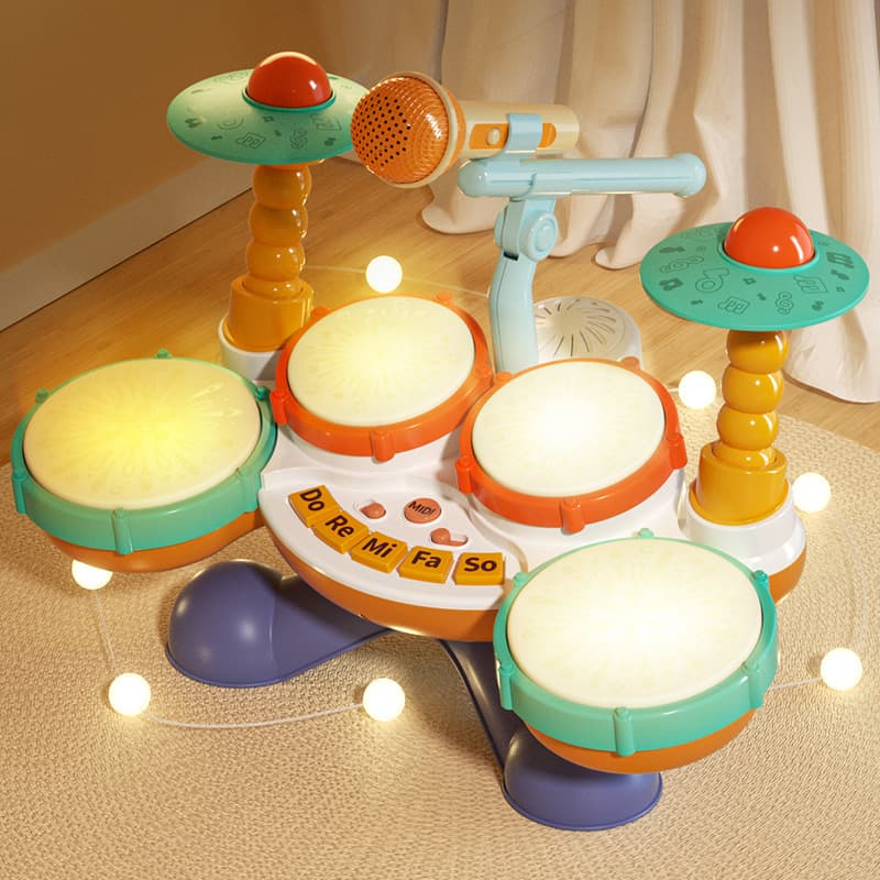 Baby Drum Set for Toddlers 1-3 Years Old, Multifunctional Jazz Drum Kit for Boys, Birthday Gift