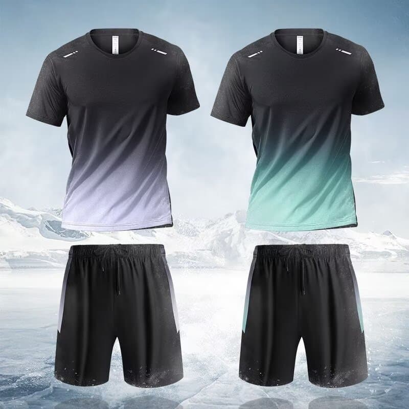Export surplus lot: Ice silk quick-dry short-sleeve T-shirt and basketball running shorts set, men's casual sportswear
