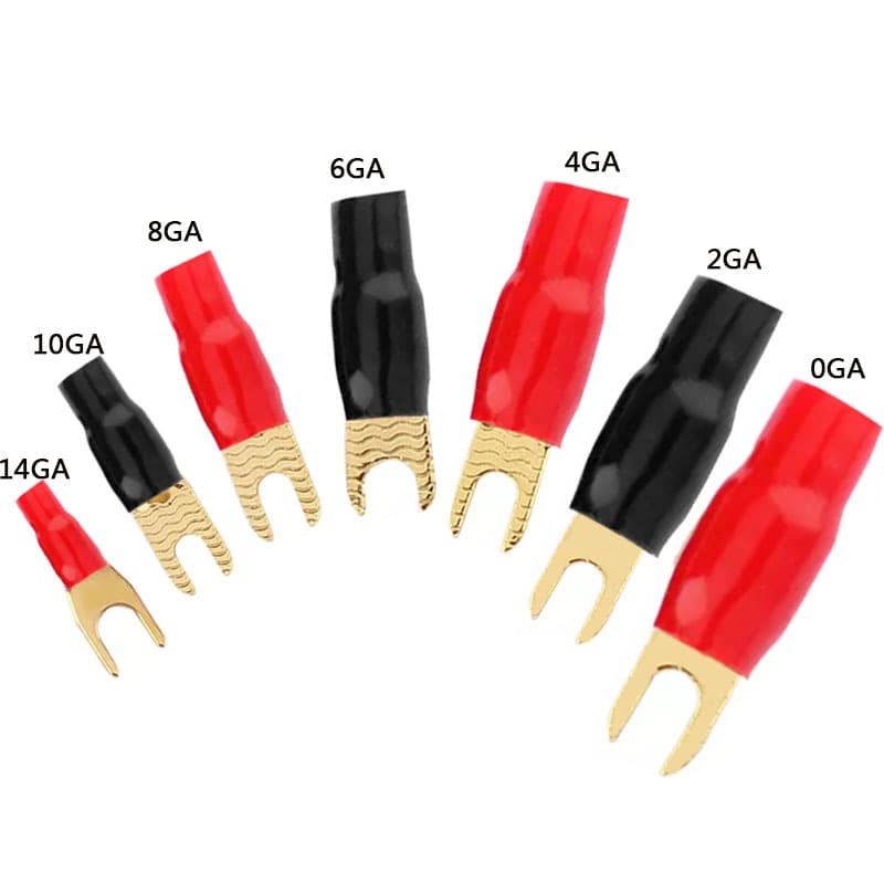 Car audio amplifier subwoofer power cord U-shaped amplifier terminal block quick fork ear terminal pure copper