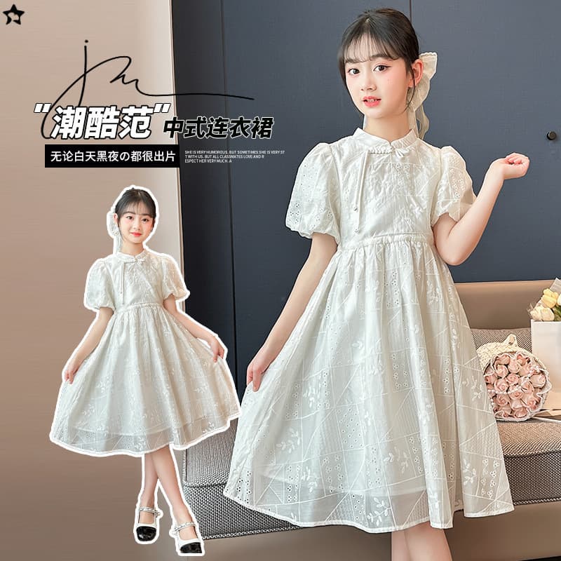 Girls' Dress Wholesale 2025 New Summer Style Chic Chinese Traditional Dress Kids' Chinese-Style Princess Dress for Older Children