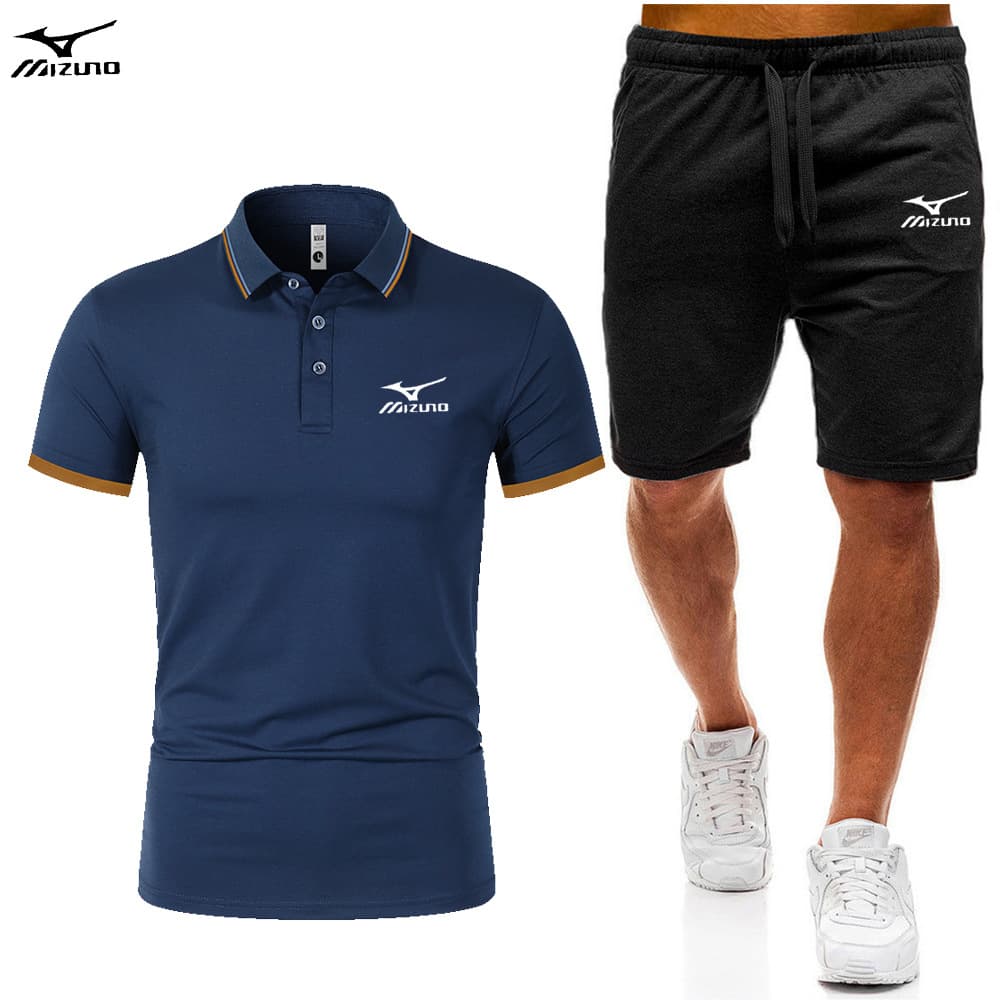 Men's Cross-Border Summer Fashion Polo Short Sleeve + Knee-Length Shorts Set Casual Sports Polo Shirt Set In Stock