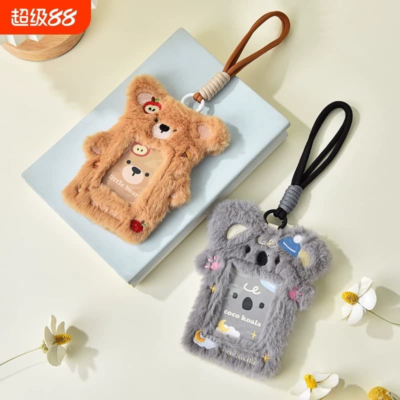 Rabbit Animal Plush Card Holder Cat Card Case Campus Card Bus Photo Protective Cover Small Card Display Plush Card Holder
