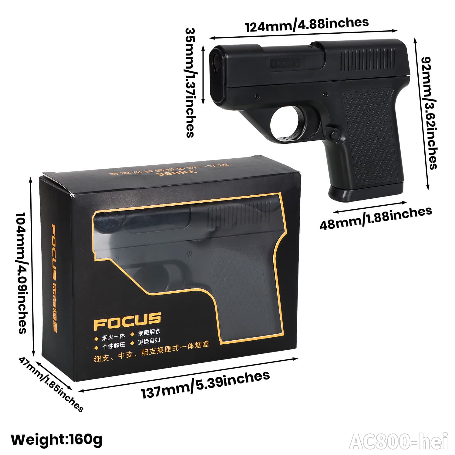 New Pistol-Type Firework Integrated Replaceable Cartridge Cigarette Case Plastic Box Cigarette Wholesale