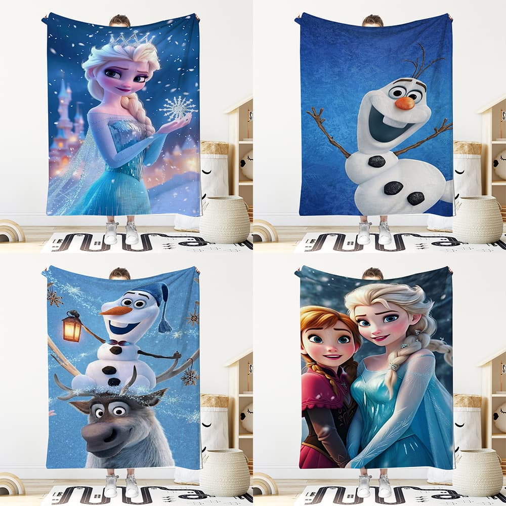 Cute Frozen Princess Elsa flannel blanket student dormitory children's nap blanket warm blanket