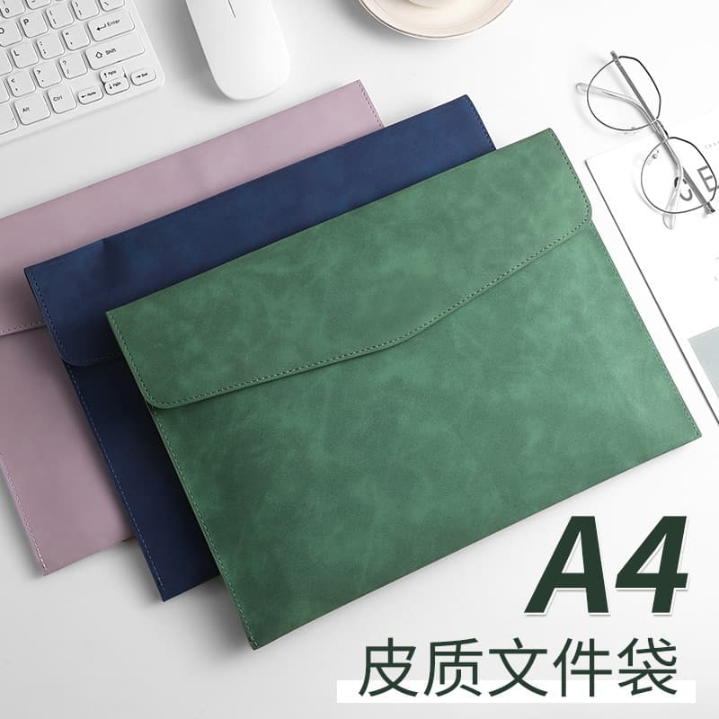 Cross-border Exclusive Leather Document Bag A4 Paper File Folder Case, Business Document Pouch for Receipts Storage