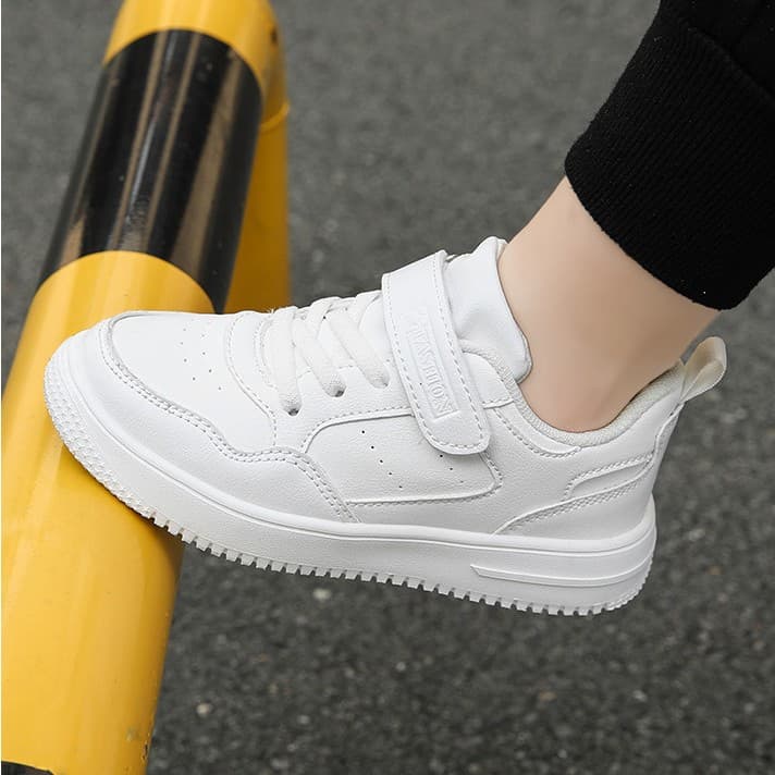 Student White Shoes Sports Casual Shoes Girls' White Leather Shoes Boys' Lightweight Travel Shoes Children's Performance White Shoes