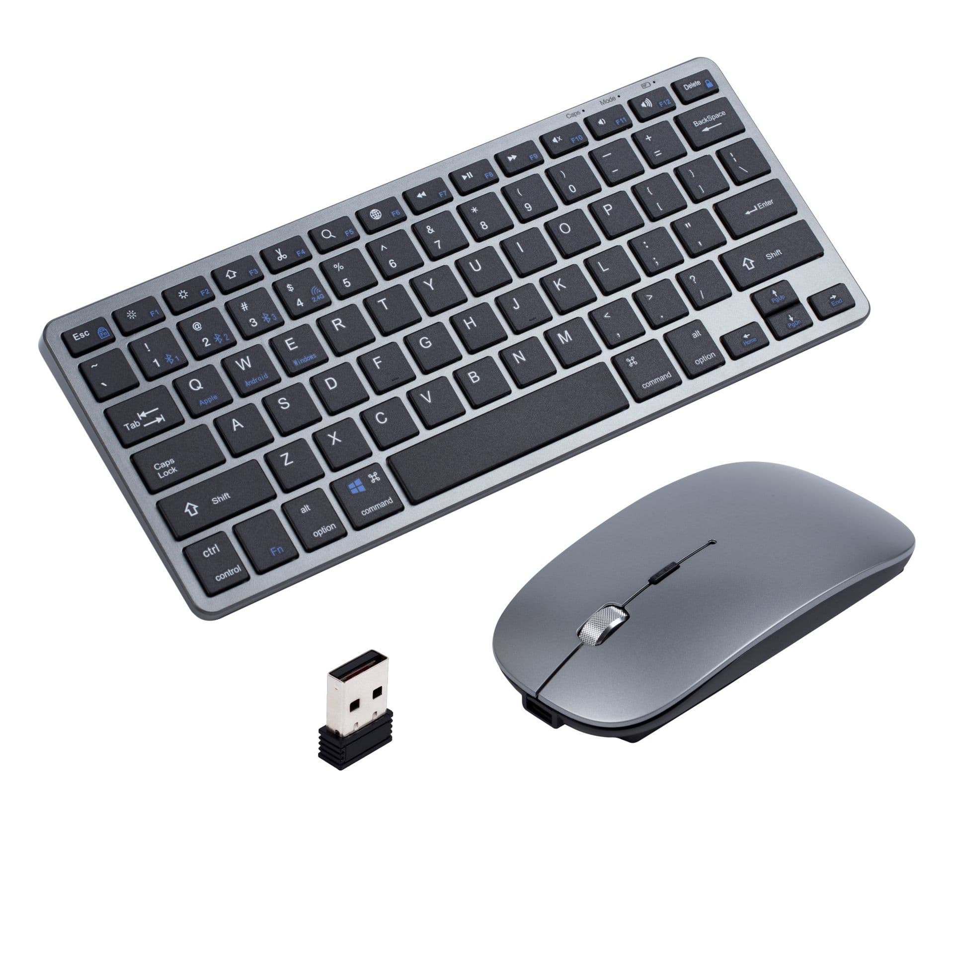 Wireless Keyboard and Mouse Set, Bluetooth Keyboards and Mice, Rechargeable Silent for Laptops, Slim Design for Women's Office Use