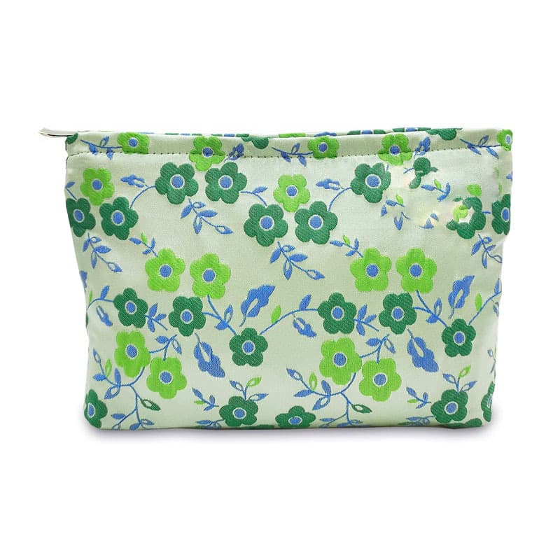 Floral Cosmetic Bag for Women and Girls, Large Capacity Canvas Storage Bag for Travel