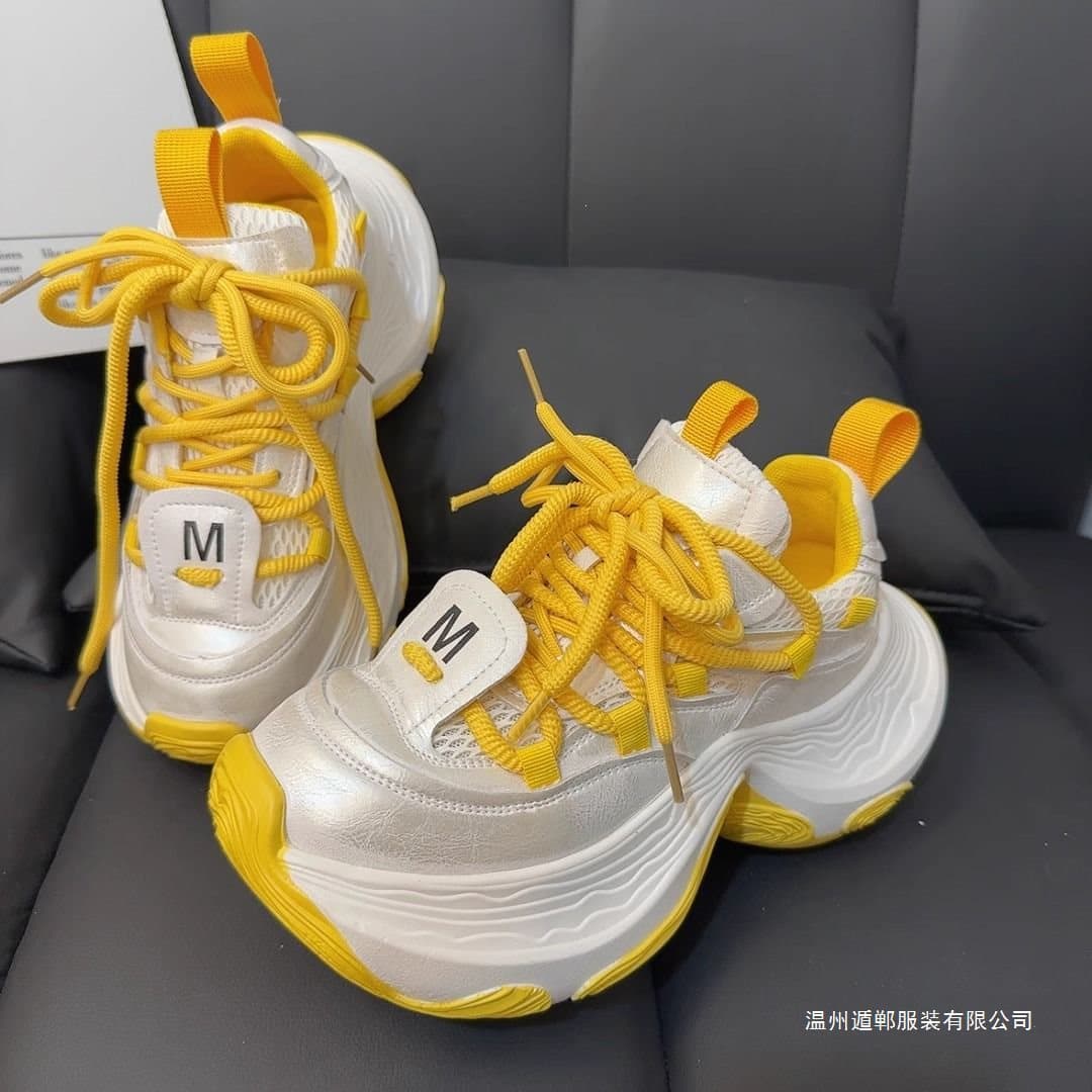 European Style Colorful Layered Chunky Dad Sneakers for Women, Ins Fashion 2025 New Mesh Breathable Casual Sports Shoes