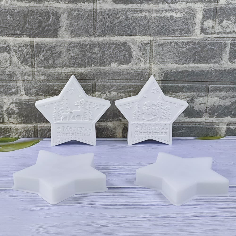 S2148+S2149 Christmas Series Star Ornaments Decorative Cement Plaster Mold DIY Silicone Mold