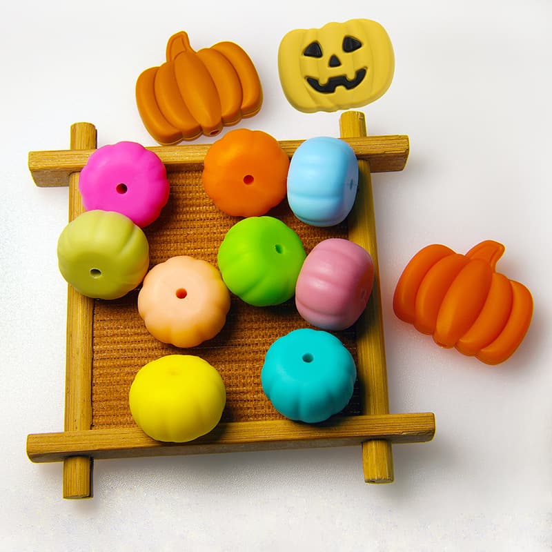 Silicone Beads Halloween Pumpkin Food Grade DIY Teether Baby Jewelry Accessories Molar Silicone Beads Wholesale