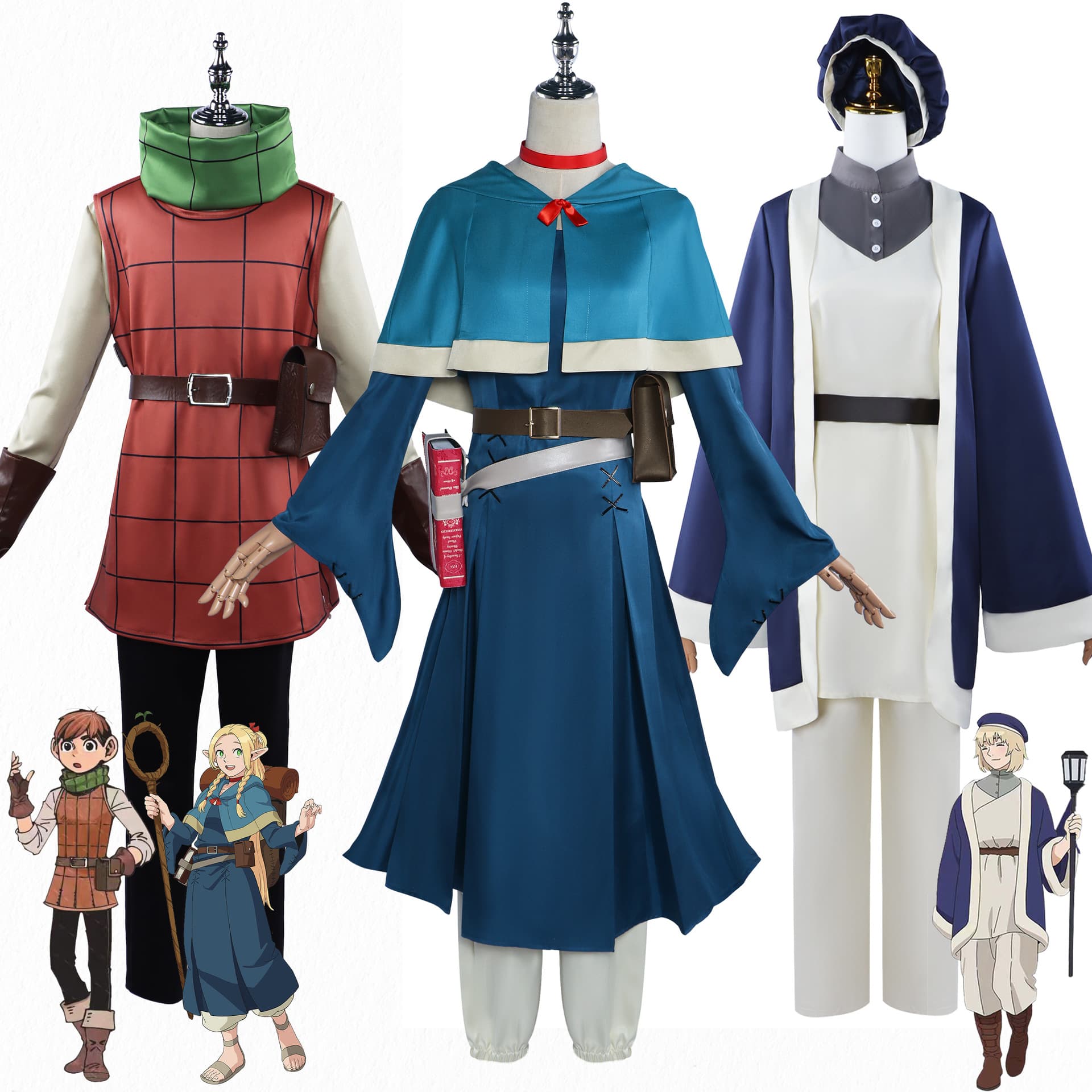 Delicious in Dungeon COS Marcille Cosplay Costume Full Set Waist Bag Backpack Anime Game Outfit