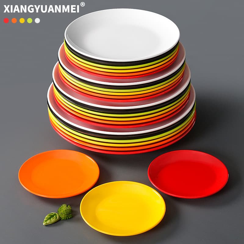 Melamine tableware plate round plastic restaurant hotel hot pot restaurant dish cover rice disc cold dish plate commercial dish