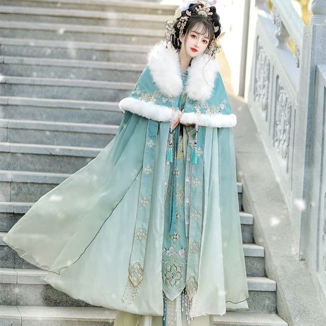 Best Friends New Cloak Hanfu Women's "Snow Goddess" Ancient Style Cape Thickened Fairy Ancient Costume Cape Fleece-Lined Warmth Fairy