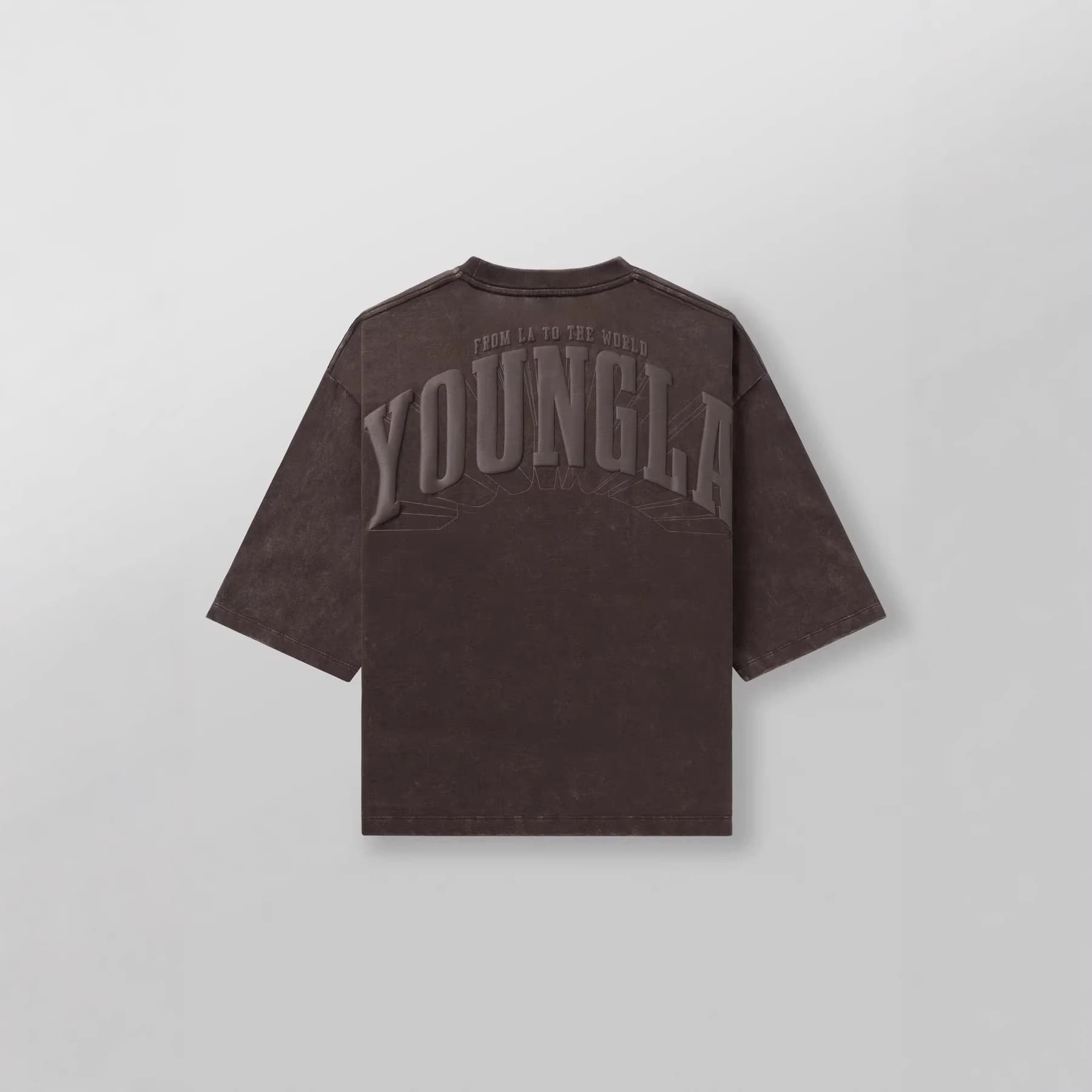 YOUNGLA Men's Oversized T-Shirt Foam Print Cotton Short Sleeve American Style Sports Trendy Handsome Casual Top