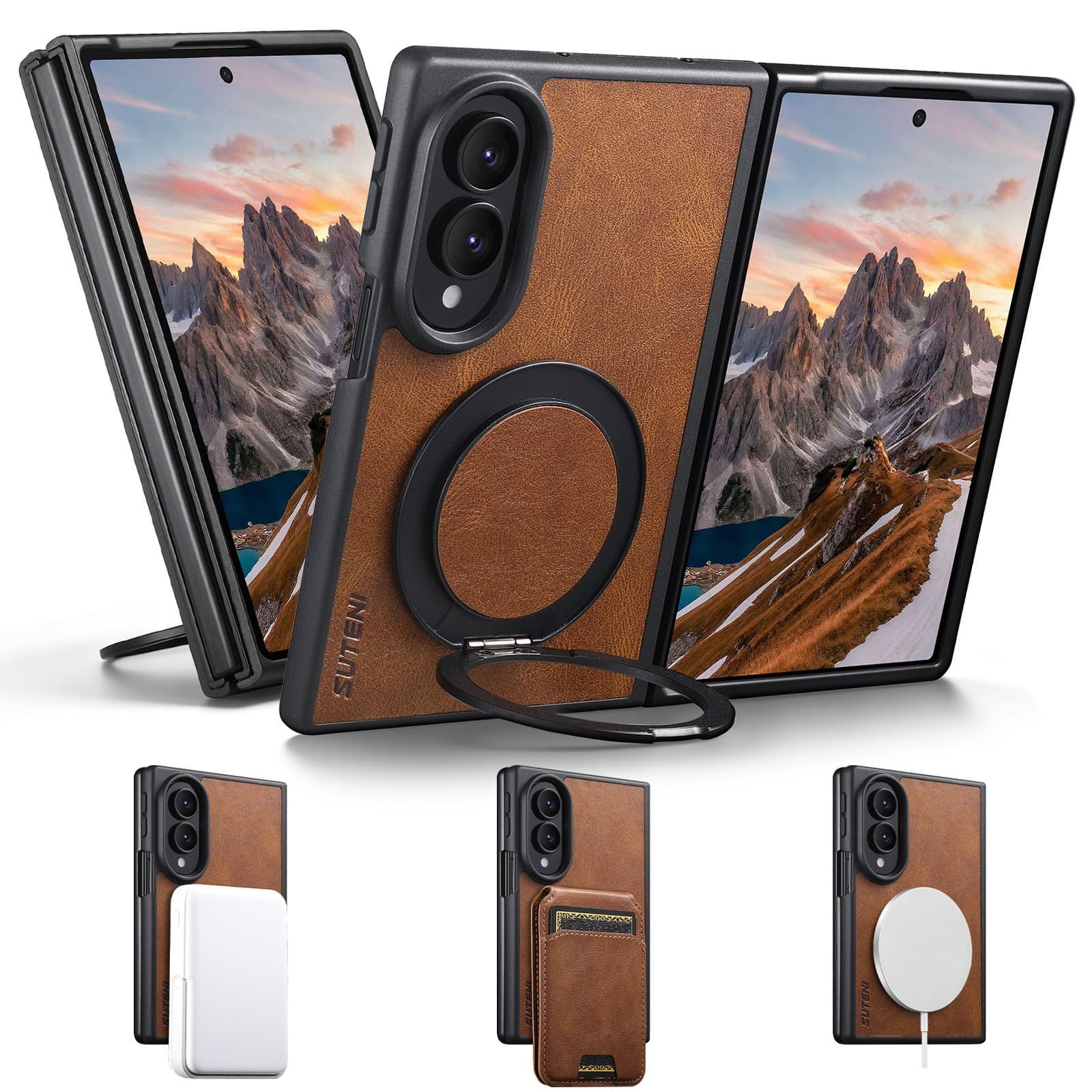 Compatible with Samsung Galaxy Z Fold8 Phone Case New ZFold8 Magnetic Wireless Charging Rotating Ring Stand