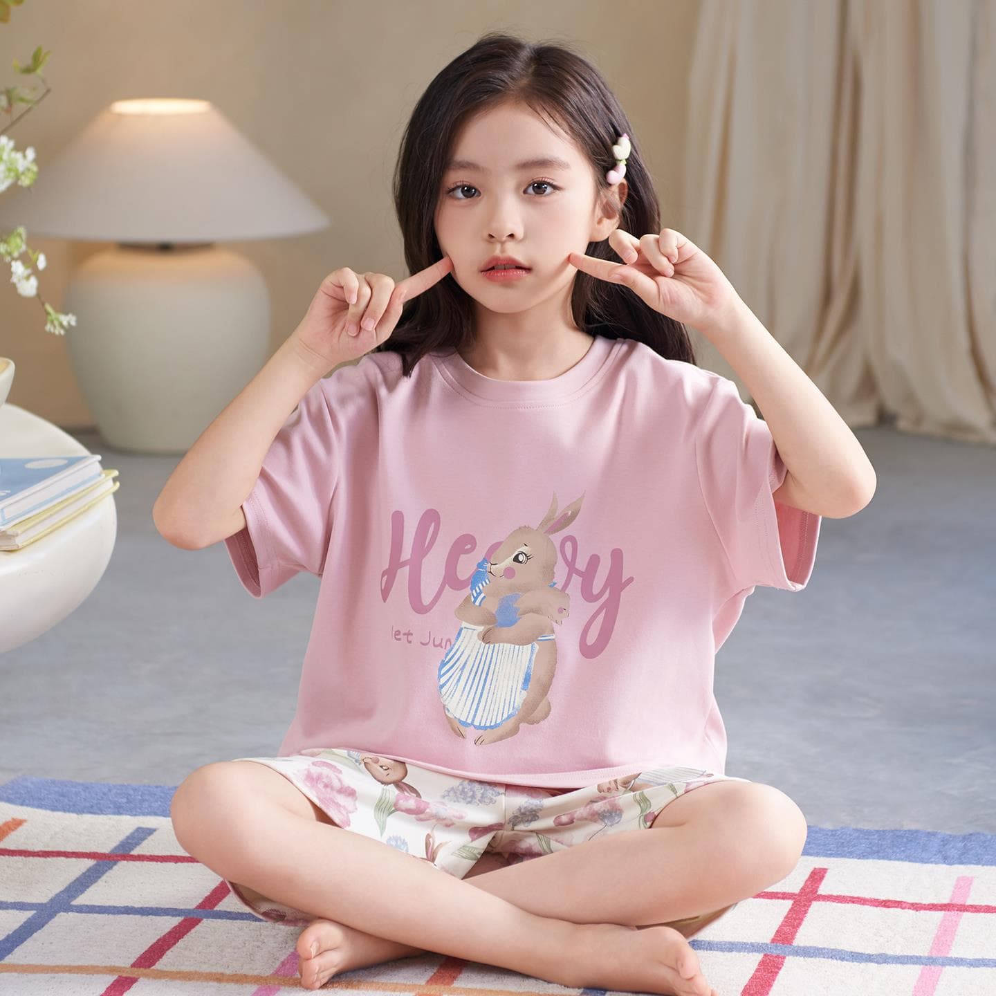 2026 Children's Pajamas Girls Cotton Thin Summer Nightgown Simple Striped Girls Big Kids Plus Size Set Full Cotton