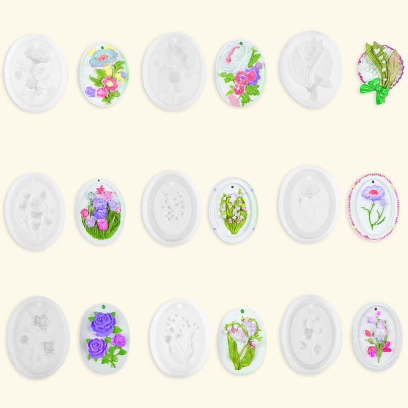 Lily of the Valley Tulip Rose Floral Embossed Aroma Tag Silicone Mold DIY Scented Candle Car Hanging Ornament