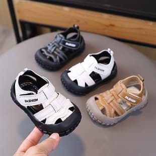 New Baby Sandals for Boys & Girls, Beach Shoes 1-3 Years, Infant Walking Shoes Closed-Toe Anti-Kick Sports Sandals 0