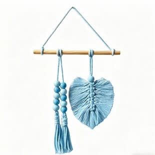 Creative Handmade Woven Cotton Rope Leaf Tapestry Boho Style Home Wall Decoration Room Hanging Illustration